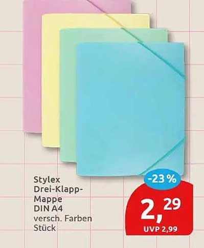 Stylex Drei-Klapp-Mappe DIN A4 versch. Farben Stück