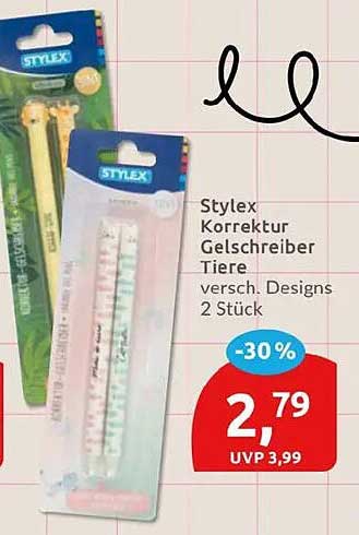 Stylex Korrektur Gelschreiber Tiere versch. Designs 2 Stück