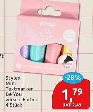 Stylex Mini Textmarker Be You versch. Farben 4 Stück