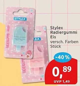 Stylex Radiergummi Eis versch. Farben Stück