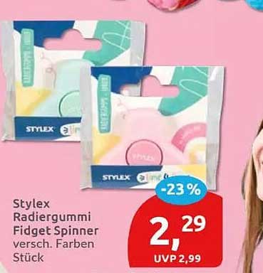 Stylex Radiergummi Fidget Spinner versch. Farben Stück