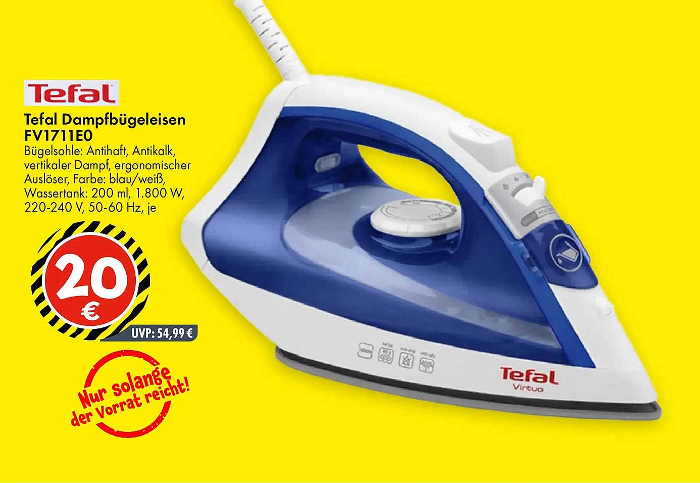 Tefal Dampfbügeleisen FV1711E0