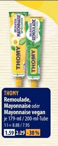 THOMY Remoulade, Mayonnaise oder Mayonnaise vegan je 179-ml/200-ml-Tube 1 l = 8.88 / 7.95