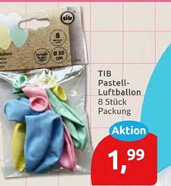 TIB Pastell-Luftballon 8 Stück Packung