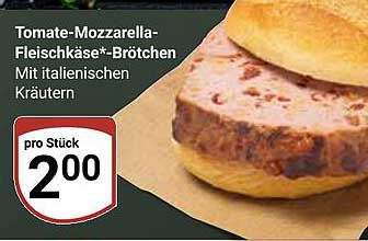 Tomate-Mozzarella-Fleischkäse*-Brötchen