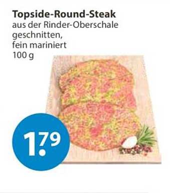 Topside-Round-Steak aus der Rinder-Oberschale geschnitten, fein mariniert 100 g