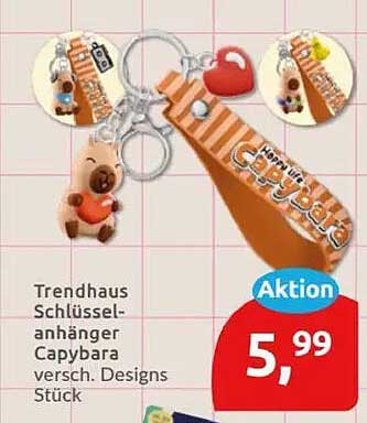 Trendhaus Schlüsselanhänger Capybara versch. Designs Stück