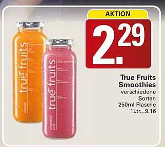 True Fruits Smoothies verschiedene Sorten 250ml Flasche 1Ltr.=9.16