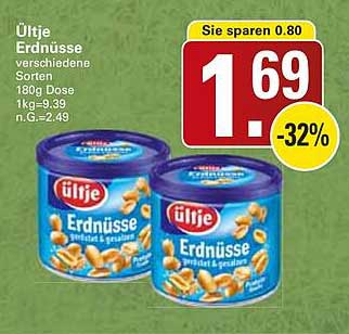 Ueltje Erdnüsse verschiedene Sorten 180g Dose 1kg=9,39 n.G.=2,49