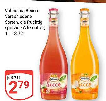 Valensina Secco Verschiedene Sorten, die fruchtig-spritzige Alternative, 1 l = 3.72