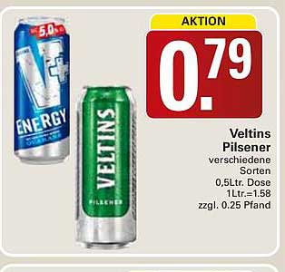 Veltins Pilsener verschiedene Sorten 0,5Ltr. Dose 1Ltr.=1.58 zzgl. 0.25 Pfand