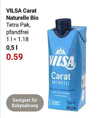 VILSA Carat Naturelle Bio Tetra Pak, pfandfrei 1 l = 1.18 0,5 l Geeignet für Babynahrung