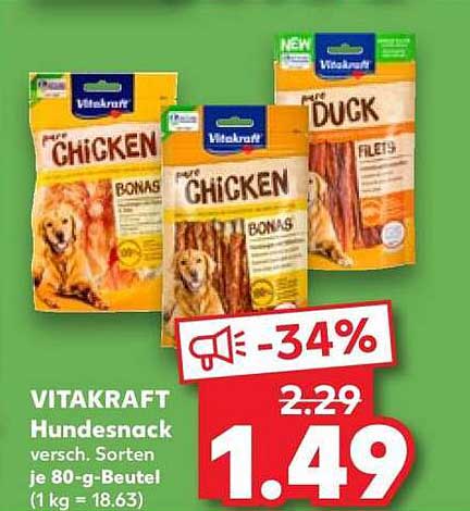 VITAKRAFT Hundesnack versch. Sorten je 80-g-Beutel