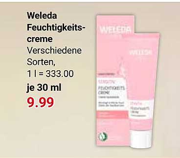 Weleda Feuchtigkeits-creme Verschiedene Sorten, 1 l = 333.00 je 30 ml
