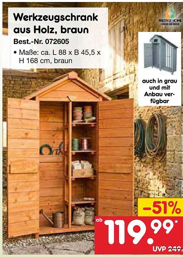 Werkzeugschrank aus Holz, braun