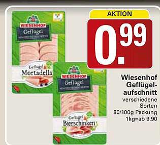 Wiesenhof Geflügelaufschnitt verschiedene Sorten 80/100g Packung 1kg=ab 9.90