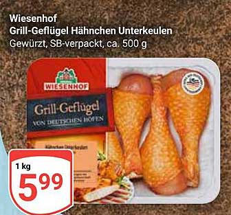 Wiesenhof Grill-Geflügel Hähnchen Unterkeulen Gewürzt, SB-verpackt, ca. 500 g