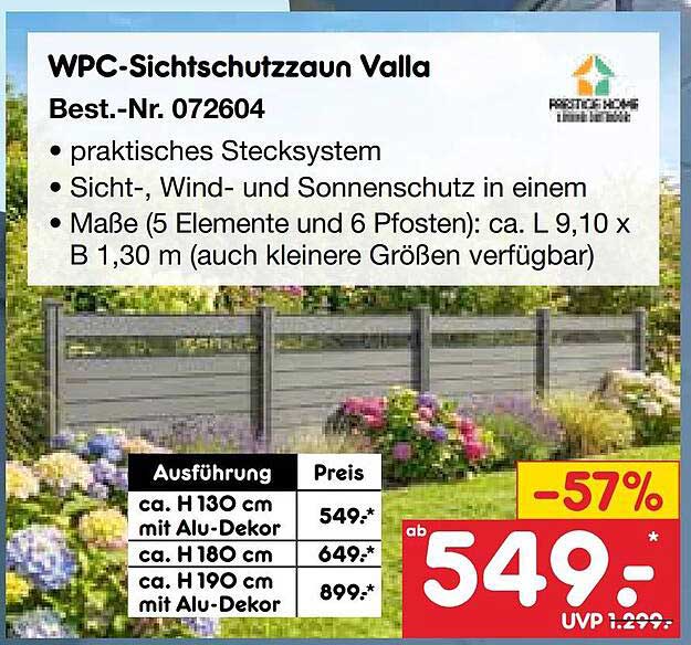 WPC-Sichtschutzzaun Valla