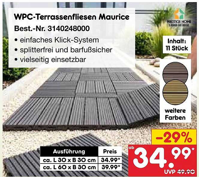WPC-Terrassenfliesen Maurice Best.-Nr. 3140248000