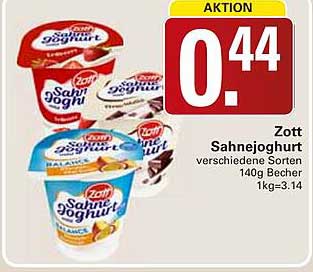 Zott Sahnejoghurt verschiedene Sorten 140g Becher 1kg=3.14