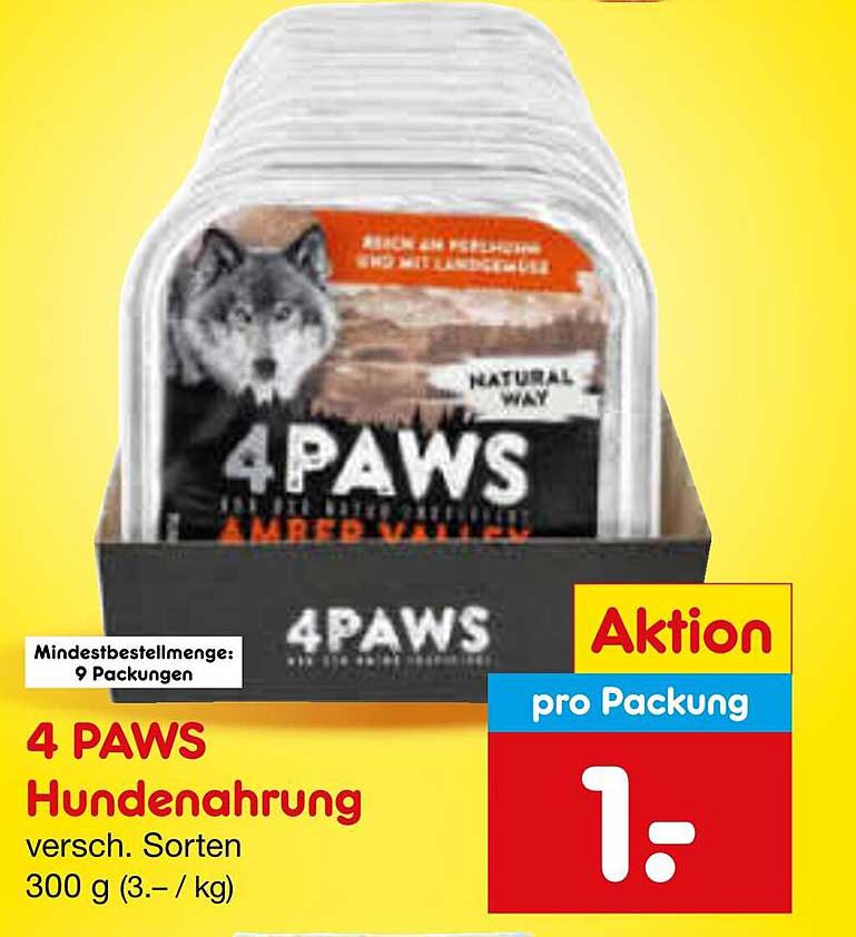 4 PAWS Hundenahrung - verschiedene Sorten