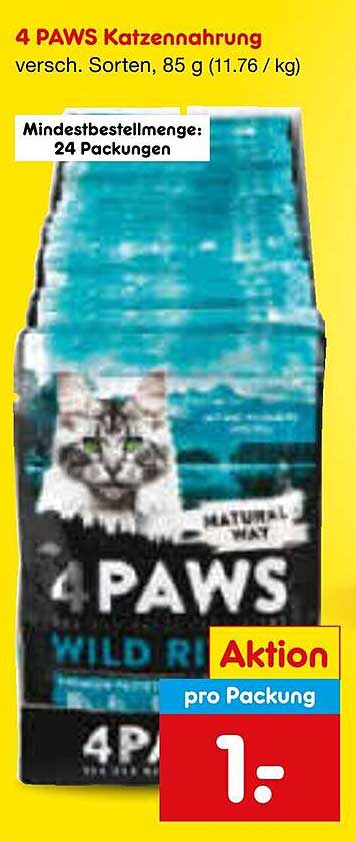 4 PAWS Katzennahrung - Verschiedene Sorten, 85 g