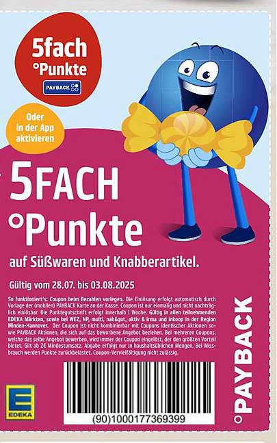 5FACh Punkte auf Süßwaren und Knabberartikeln