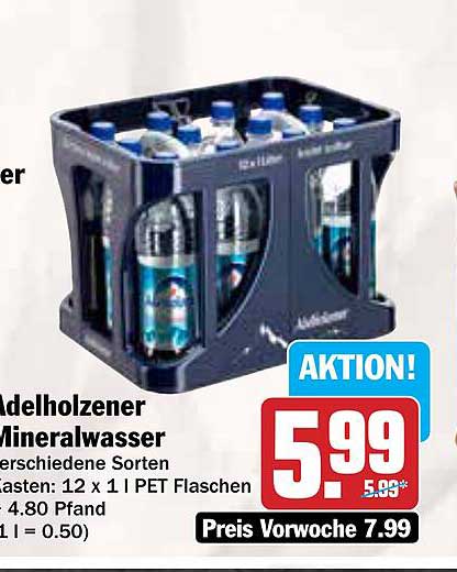 Adelholzer Mineralwasser 12 x 1 l PET Flaschen