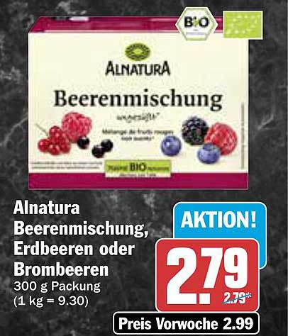 Alnatura Beerenmischung, Erdbeeren oder Brombeeren 300 g Packung