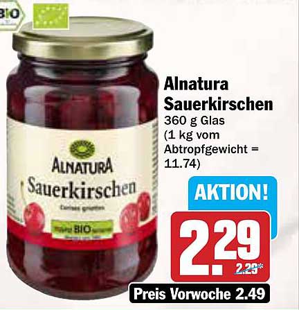 AlnaturA Sauerkirschen 360 g Glas