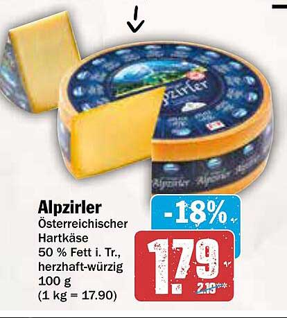 Alpzirkler - Österreichischer Hartkäse, 50 % Fett i. Tr., herzhaft-würzig