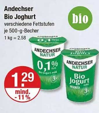 Andechser Bio Joghurt verschiedene Fettstufen je 500-g-Becher