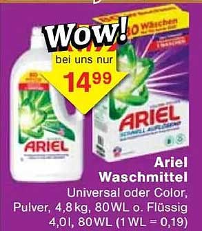 Ariel Waschmittel - Universal oder Color für strahlende Sauberkeit