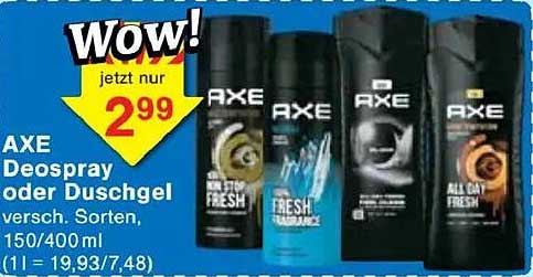AXE Deospray oder Duschgel, verschiedene Sorten, 150/400 ml