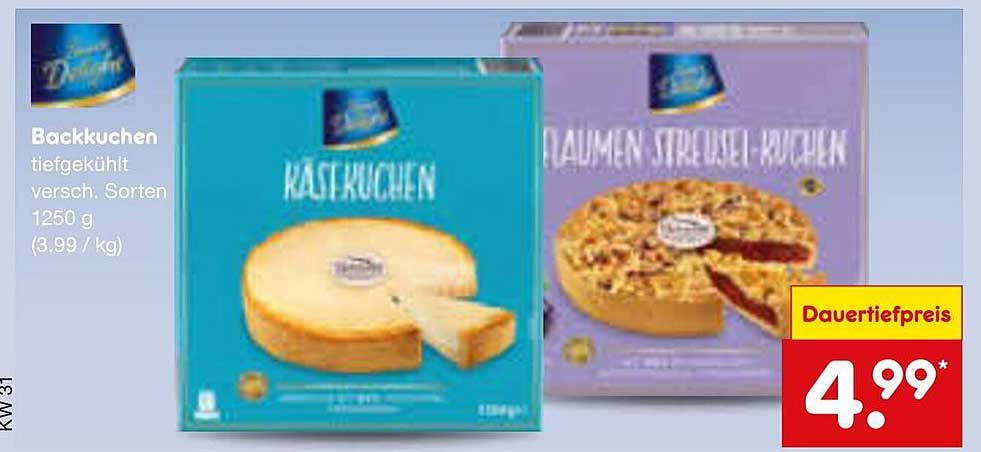 Backkuchen tiefgekühlt - Käsekuchen und Pflaumenstreuselkuchen 1250 g