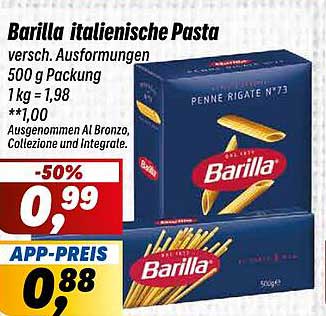 Barilla italienische Pasta - Penne Rigate N°73 500 g Packung