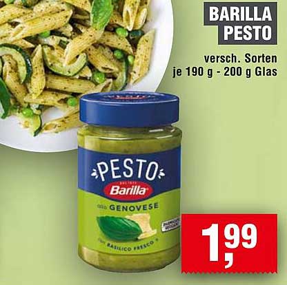 Barilla Pesto - verschiedene Sorten je 190 g - 200 g Glas