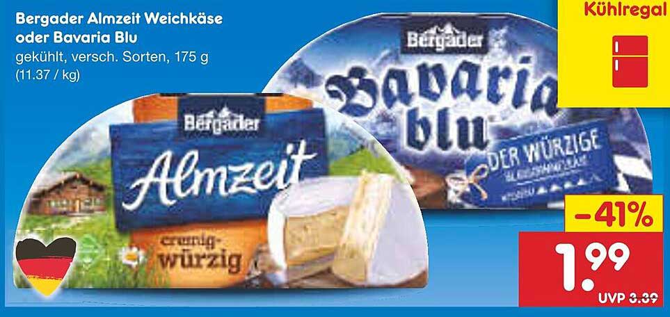 Bergader Almzeit Weichkäse oder Bavaria Blu, 175 g