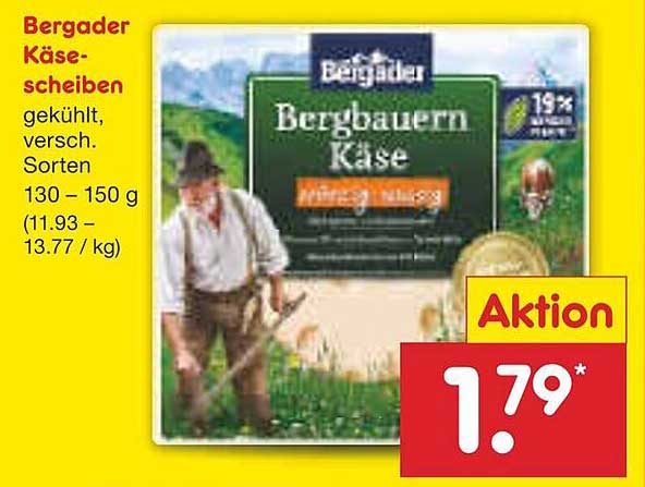 Bergader Käse-Scheiben, gekühlt, verschiedene Sorten 130 - 150 g für 1,79