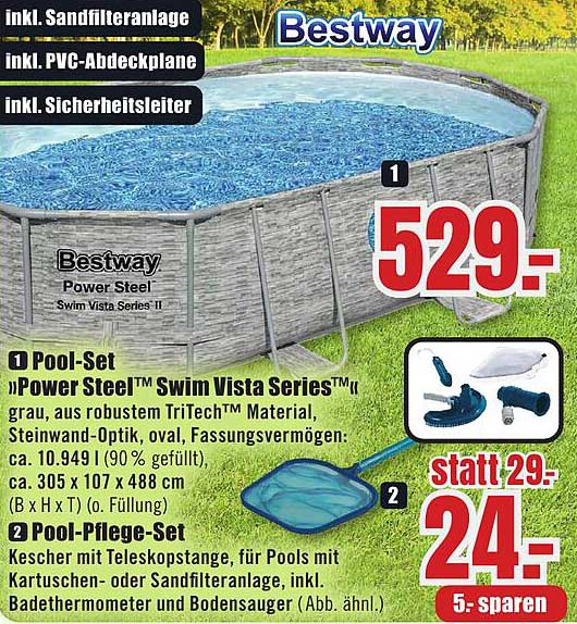 Bestway Power Steel Pool Swim Vista Series II inkl. Sandfilteranlage und Sicherheitsleiter