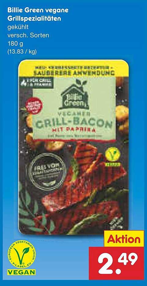 Billie Green vegane Grill-Spezialitäten - Grill-Bacon mit Paprika 180 g