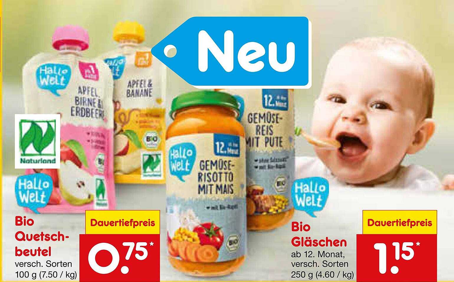 Bio Quetschbeutel und Bio Gläschen von Hallo Welt