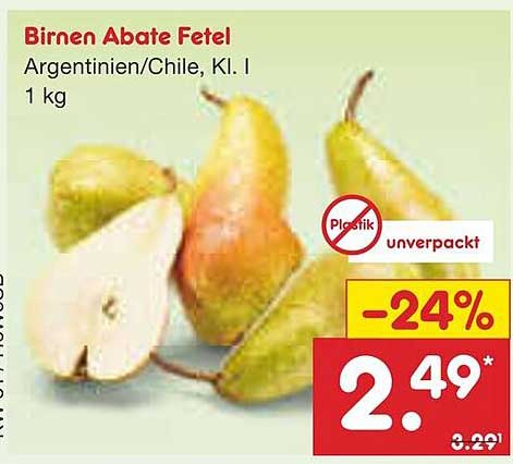Birnen Abate Fetel, Argentinien/Chile, Kl. I, 1 kg