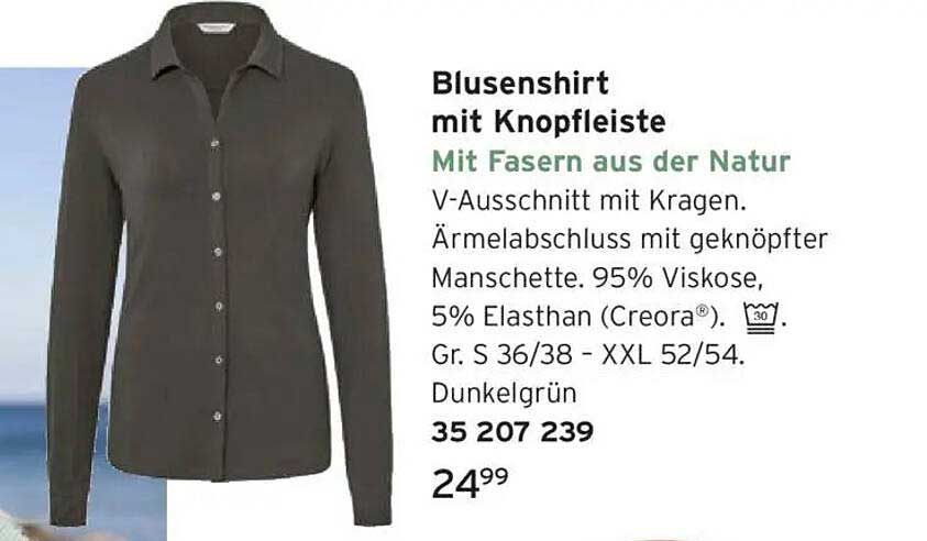 Blusenshirt mit Knopfleiste - Mit Faser aus der Natur