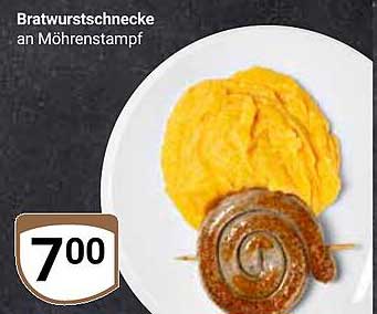 Bratwurstschnecke an Möhrenstampf