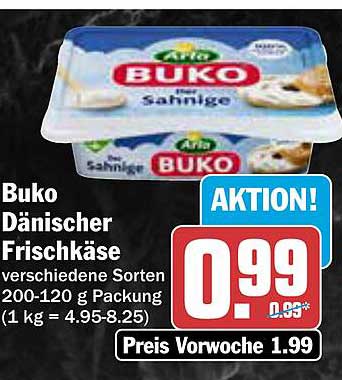 Buko Dänischer Frischkäse 200-120 g - Aktion!
