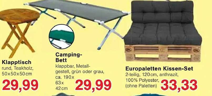 Camping-Bett klappbar, Metallgestell, grün oder grau, ca. 190x63x42 cm
