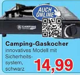 Camping-Gaskocher - Innovatives Modell mit Sicherheits-system, schwarz