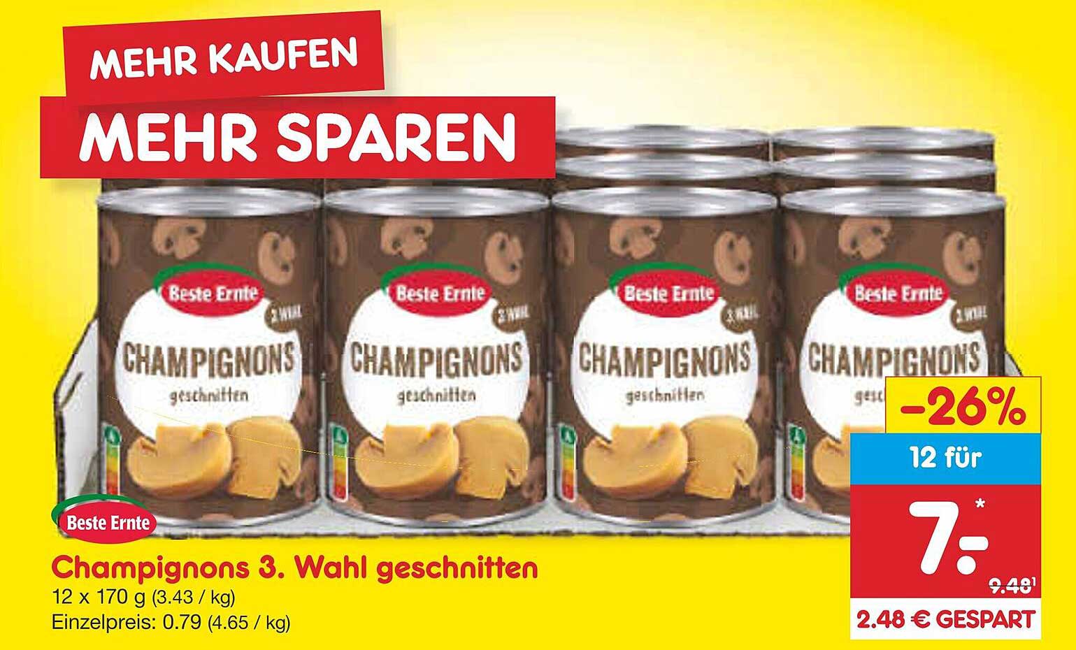 Champignons 3. Wahl geschnitten