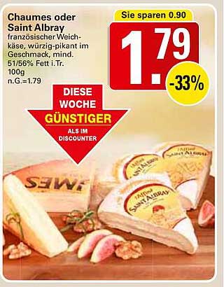 Chaumes oder Saint Albray - französischer Weichkäse, würzig-pikant im Geschmack